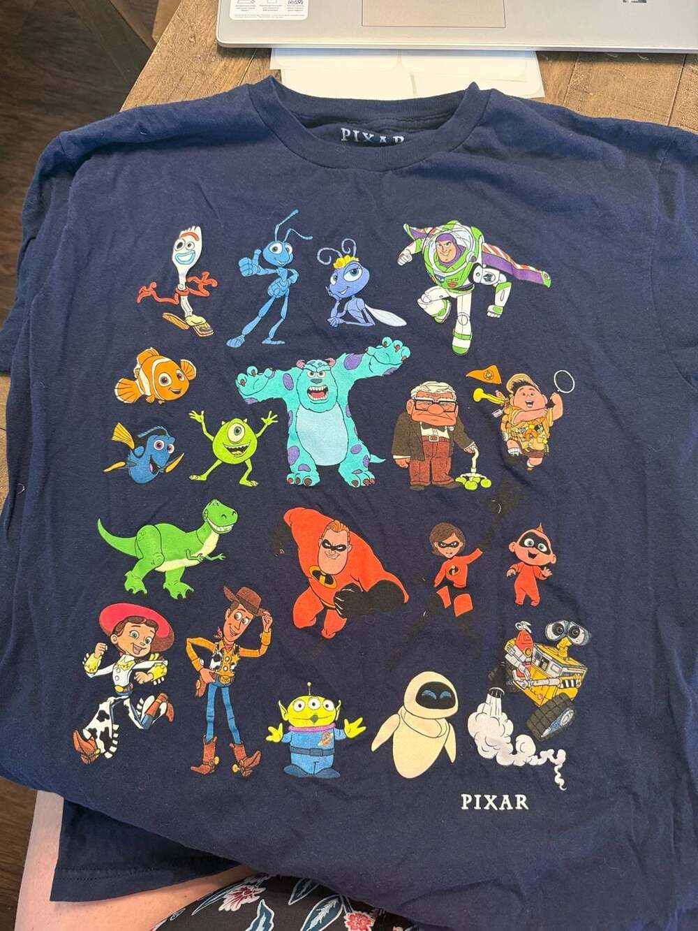 Disney Pixar All-Over Character Graphic T-Shirt Navy Blue